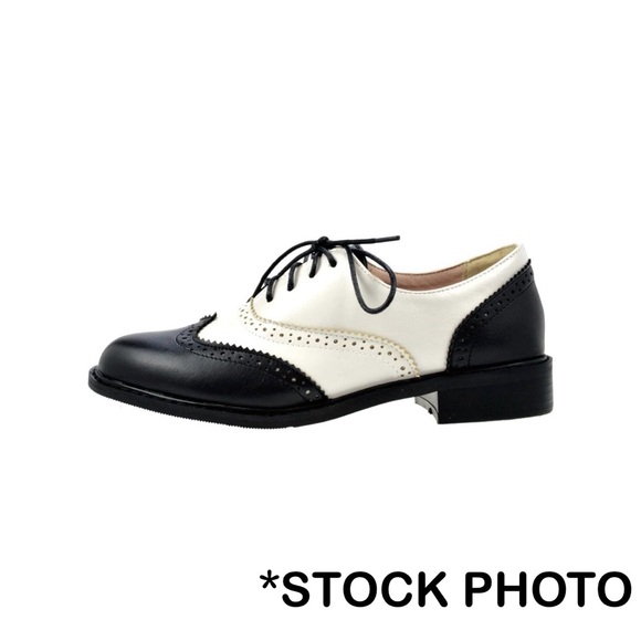 PIVAPAM Black and Beige(Pearl) 2-Toned Wing tip Brogue Oxford Saddle Shoes Sz 7 - Picture 8 of 9